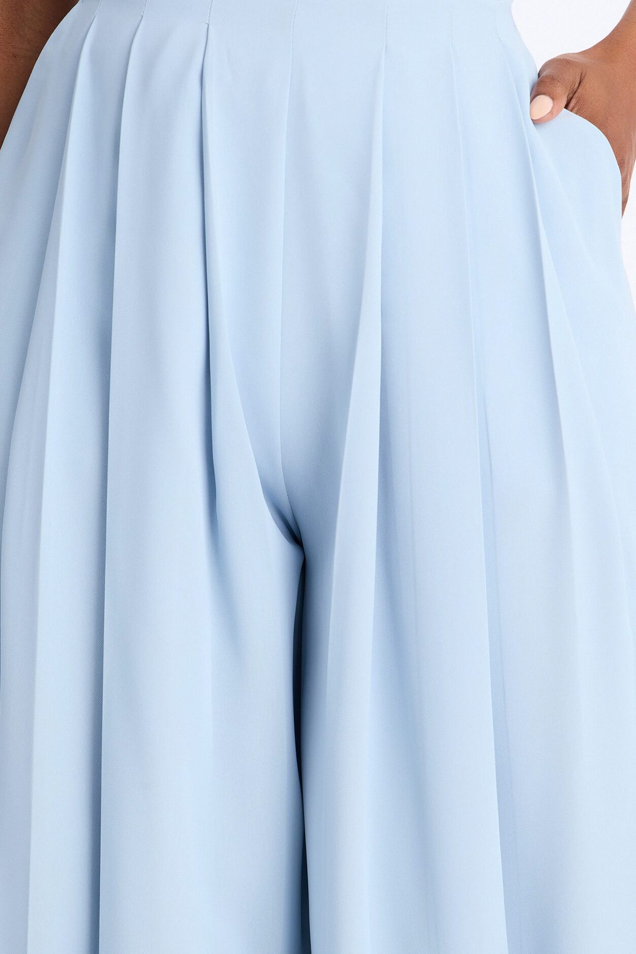 Feminine Feel Crepe Wide Leg Pant 33″ - Light Blue