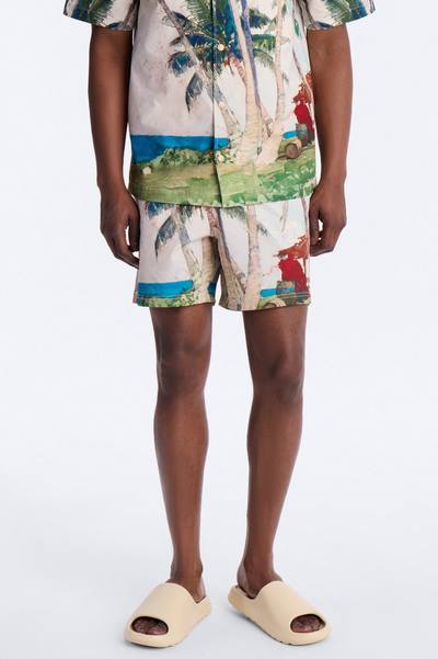 Tropical Get Away Printed Seersucker Swim Trunk 6″ - Multi Color