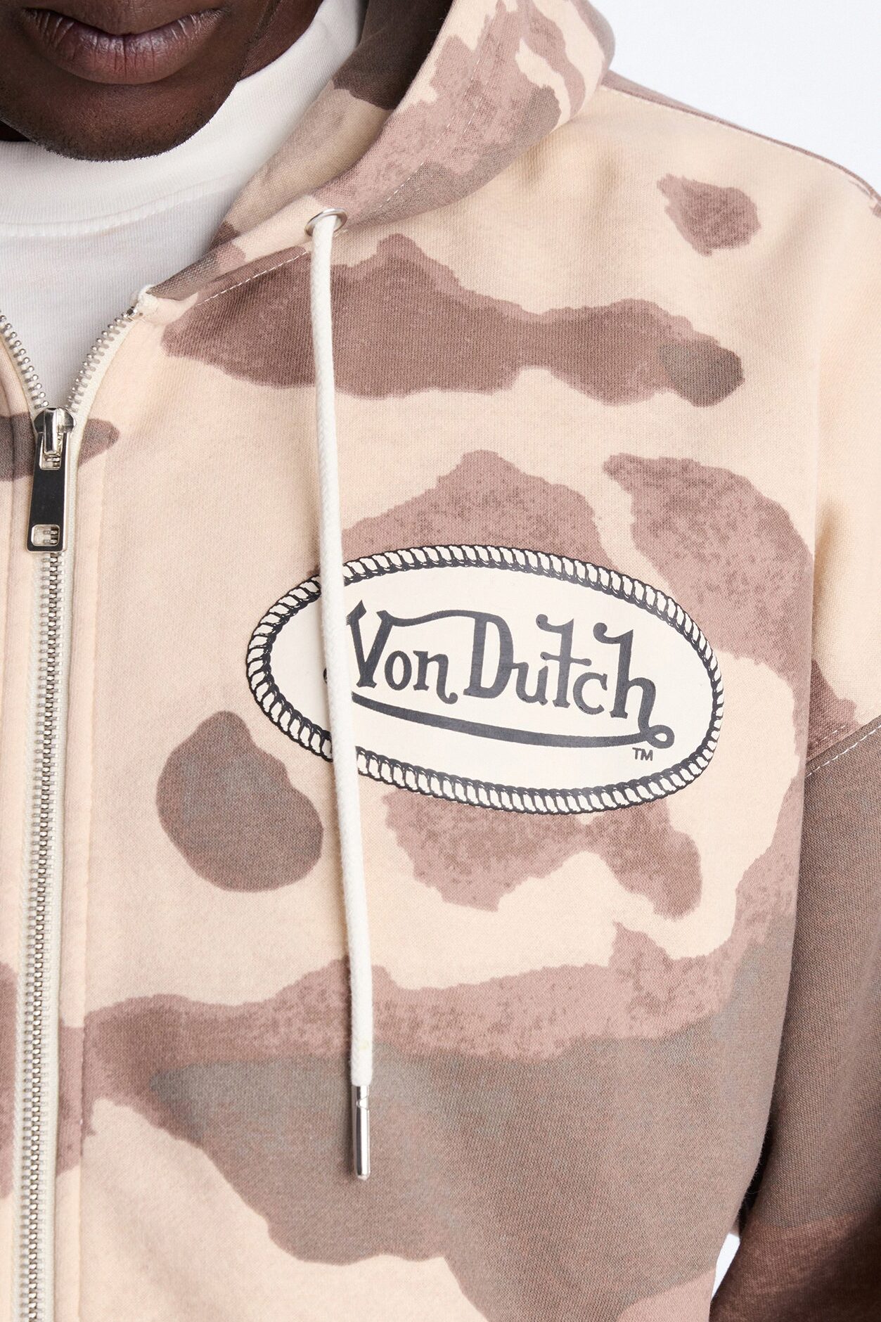 Von Dutch Western Cow Hide Zip Up Hoodie - Brown