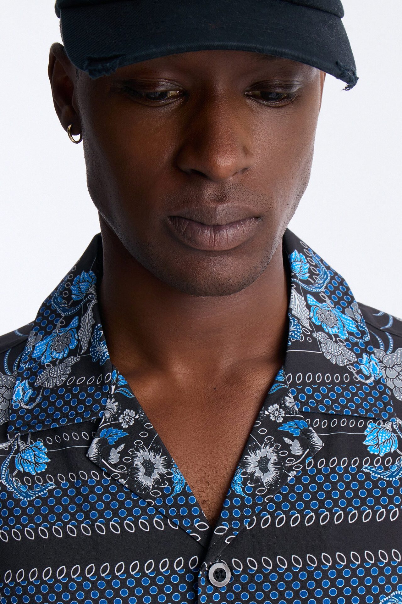Relaxed Mirage Bloom Cuban Collar Button Shirt - Black