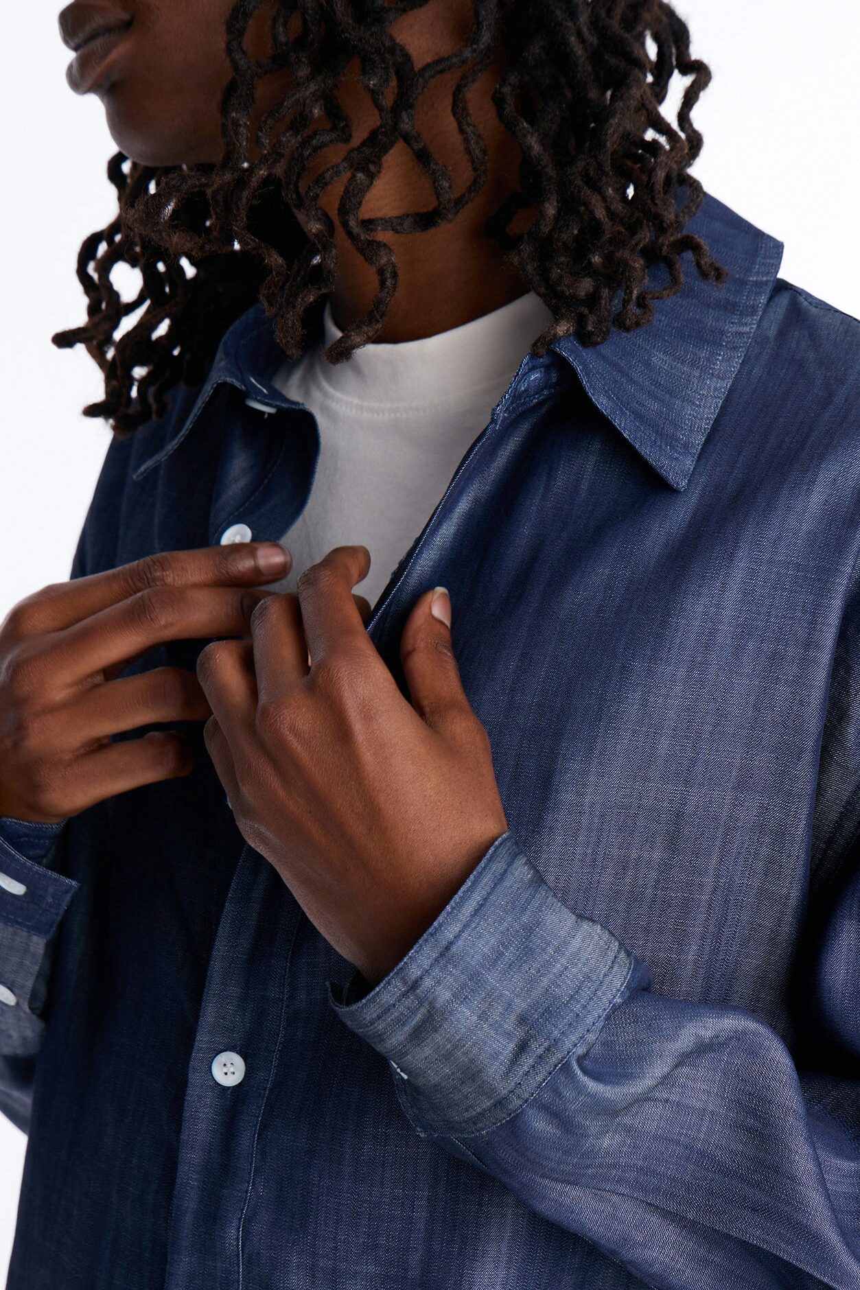 Mercer Gates Relaxed Button Up Shirt - Indigo
