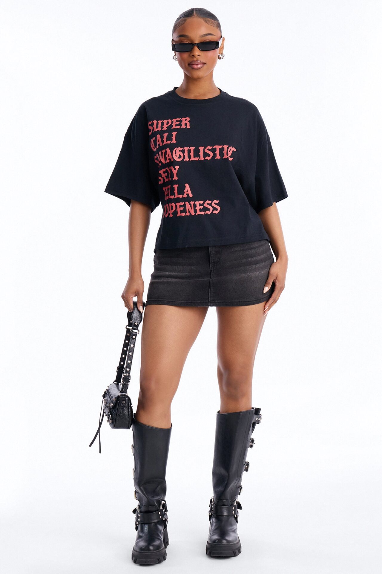 Super Cali Swagilistic Backless Tee - Black