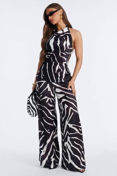 Short Mali Zebra Wide Leg Jumpsuit - Brown