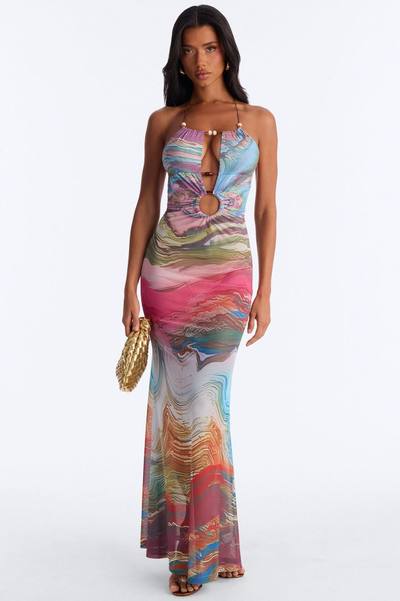Coral Crush Mesh Maxi Dress - Multi Color