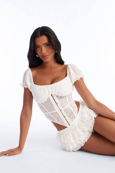 Love Me Slowly Lace Up Corset - White