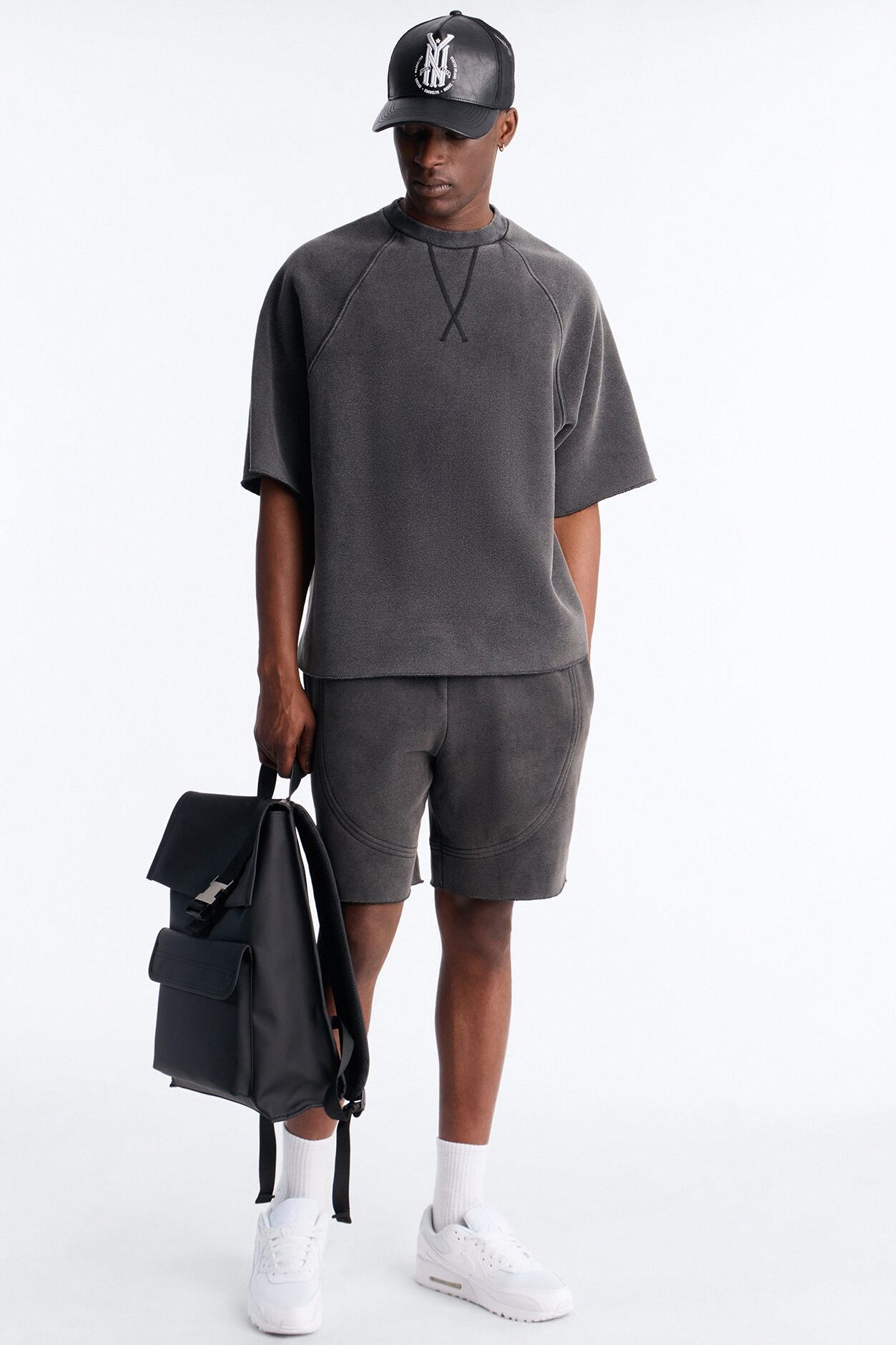 Washed Raw Edge Oversized Tee - Black Wash