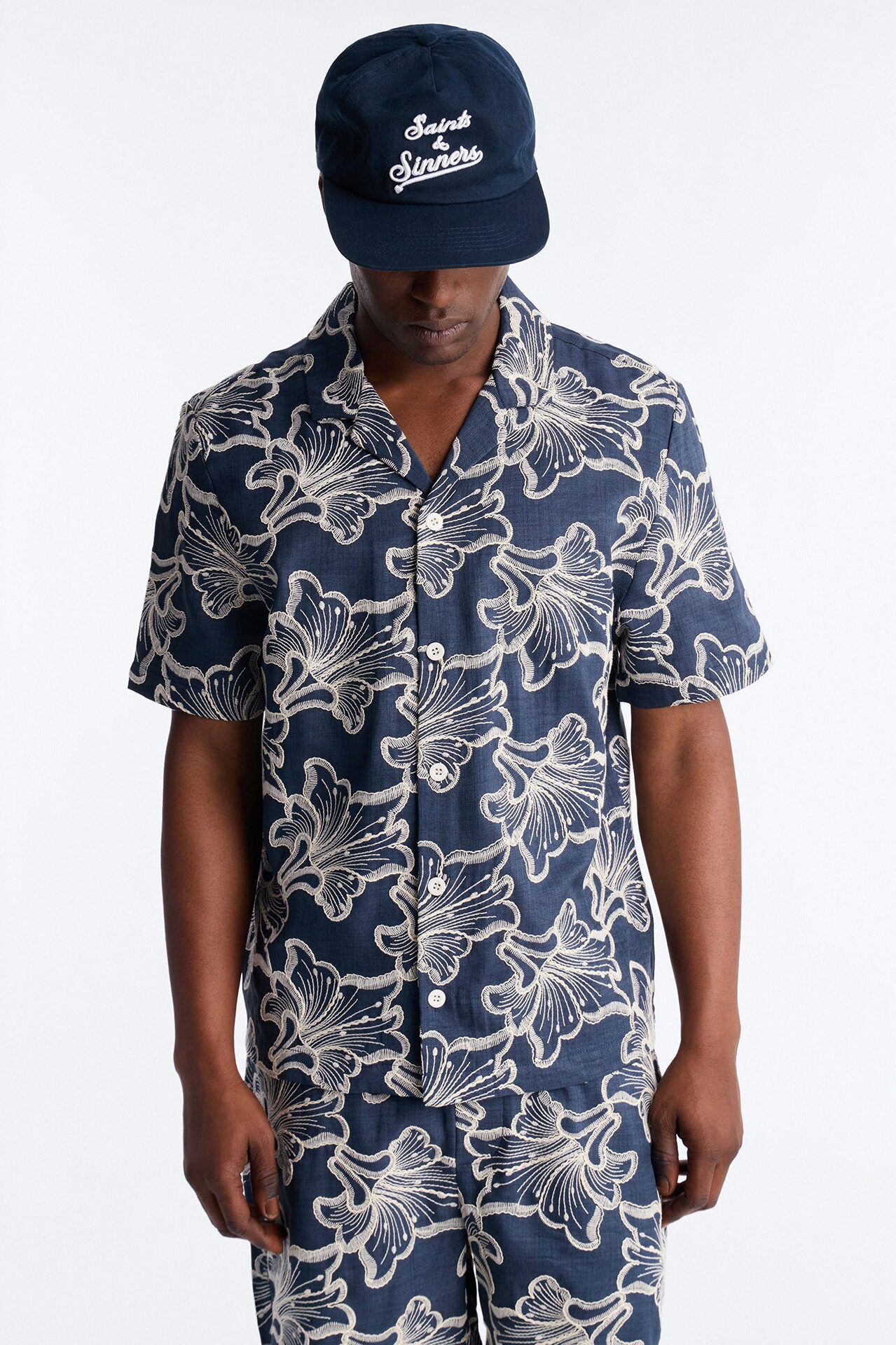 Coastal Drift Cuban Button Up Shirt - Navy