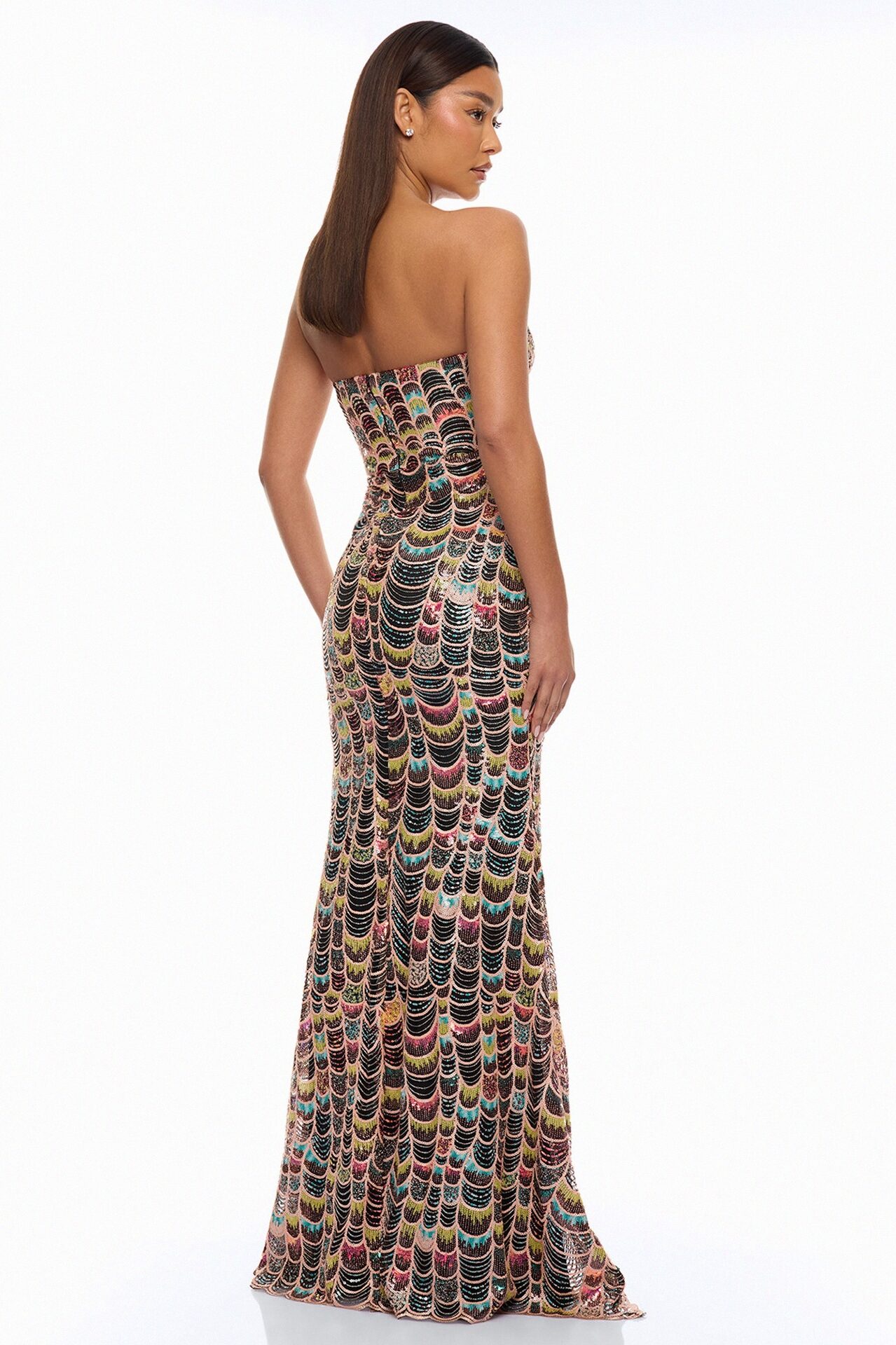 Aliyah Strapless Sequin Gown - Multi Color