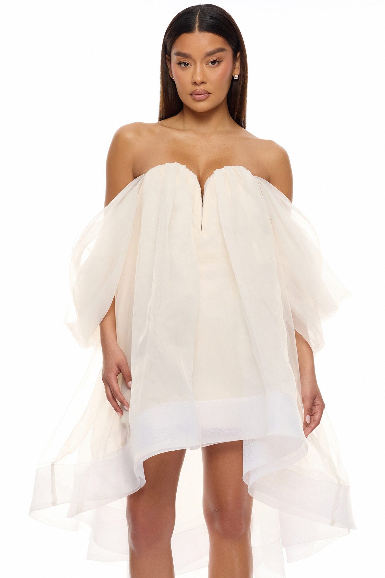 In The Clouds Taffeta Mini Dress - Cream