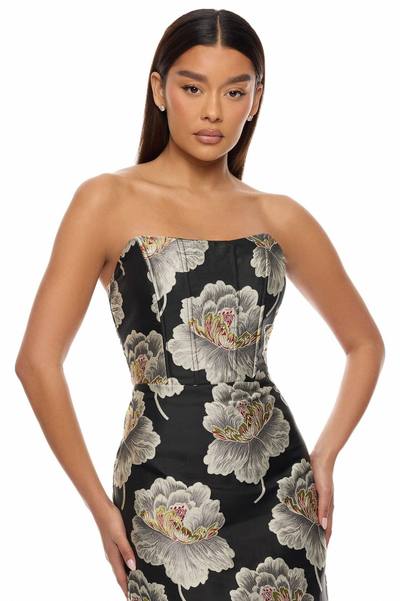 Fiora Strapless Jacquard Midi Dress - Black/combo