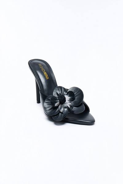 Bloomy Flower Stiletto Heels - Black