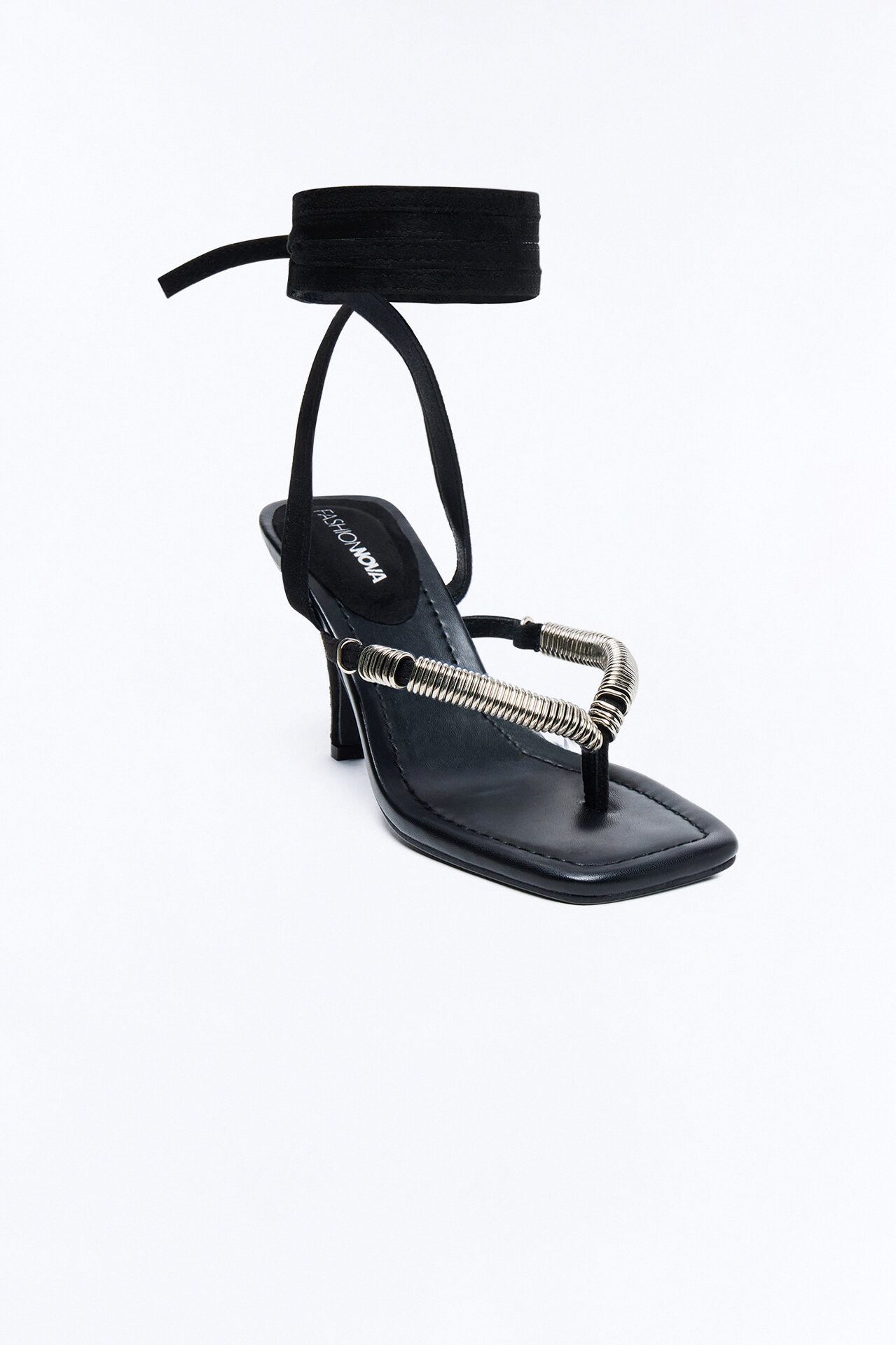 Flexa Thong Wrap Up Heels - Black