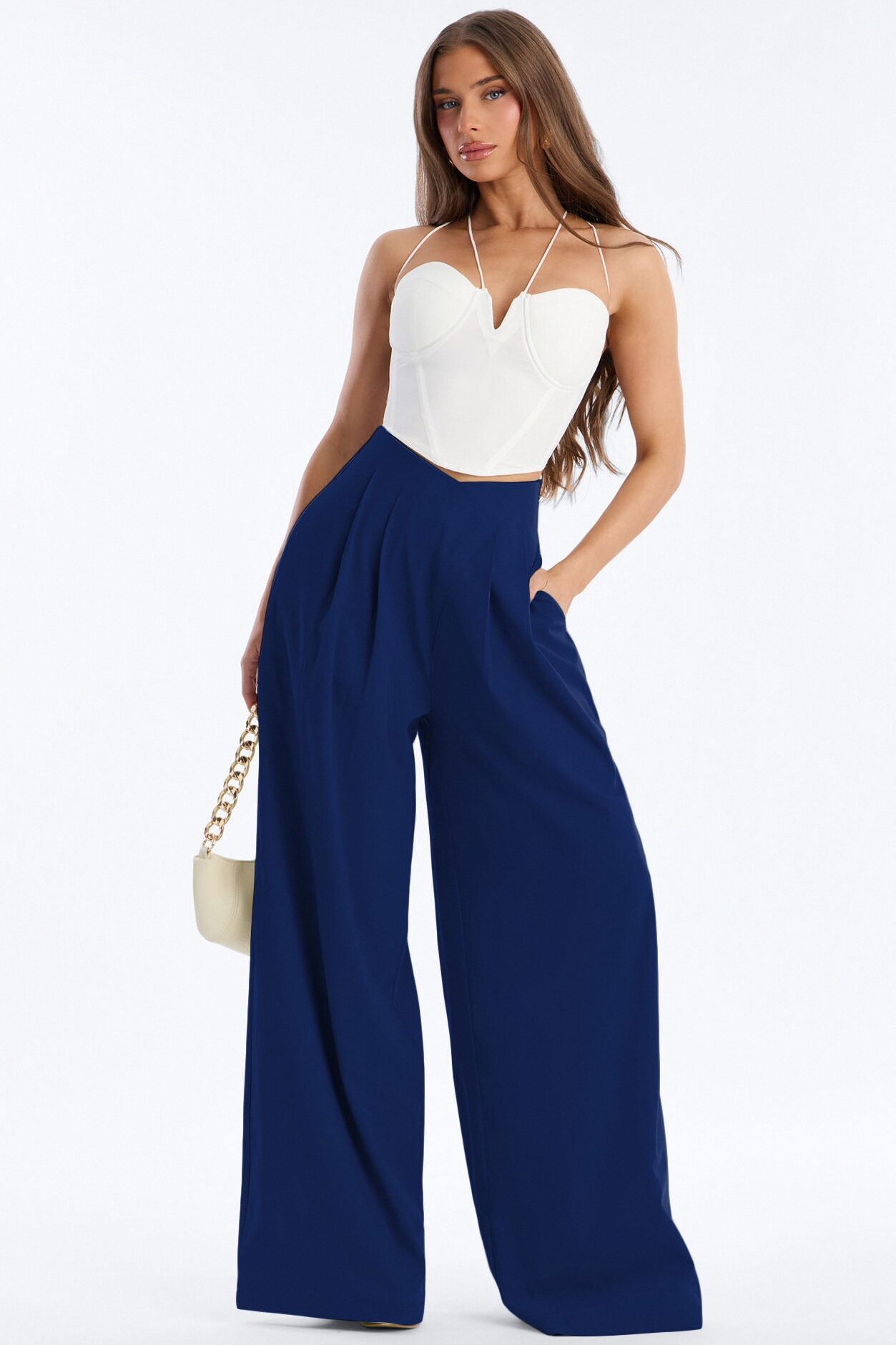 About Time Wide Leg Trousers - Blue
