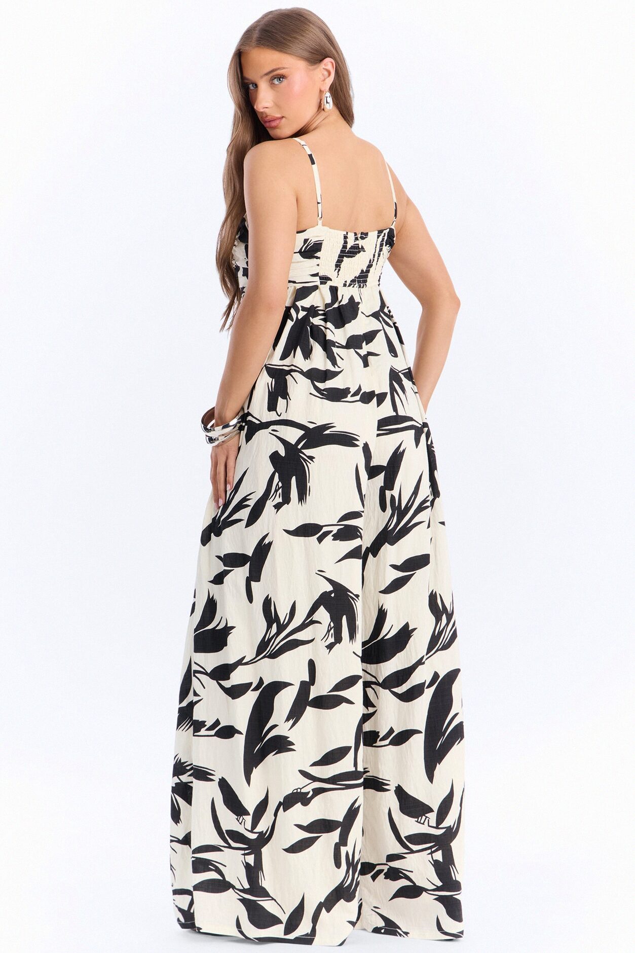 Trina Wide Leg Jumpsuit - Black/White
