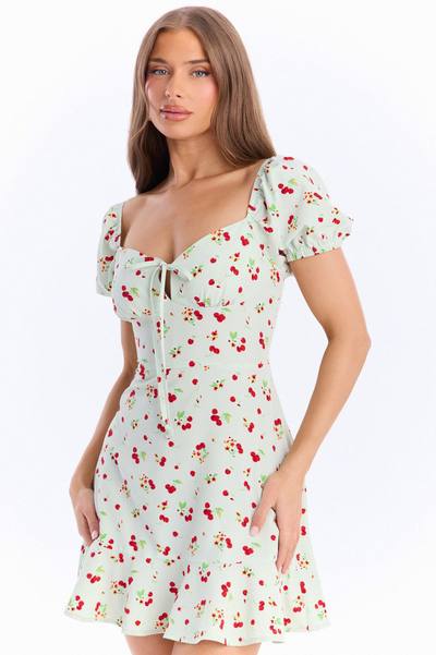 Kessie Floral Mini Dress - Mint/Multi