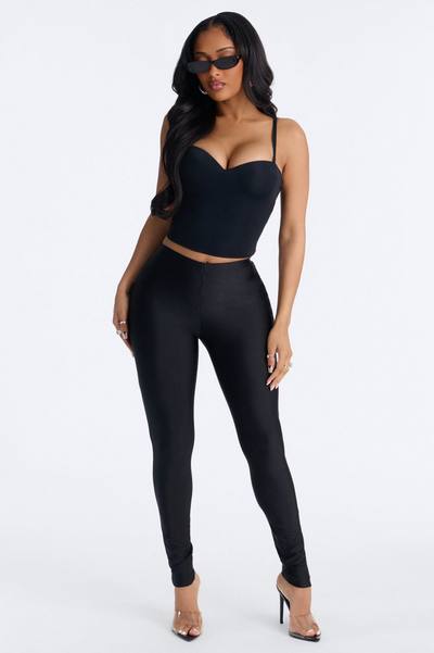 Tricot Low Rise Clean Waistband Legging - Black