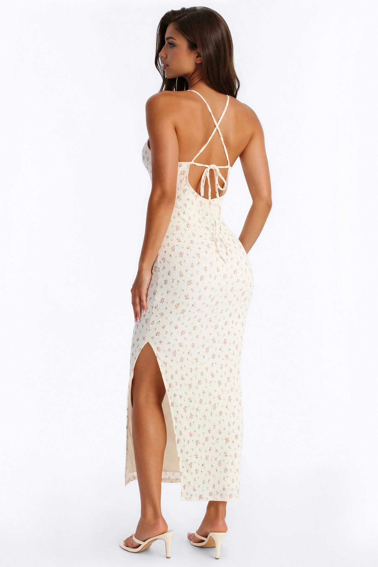 Iliana Floral Lace Maxi Dress - White/combo