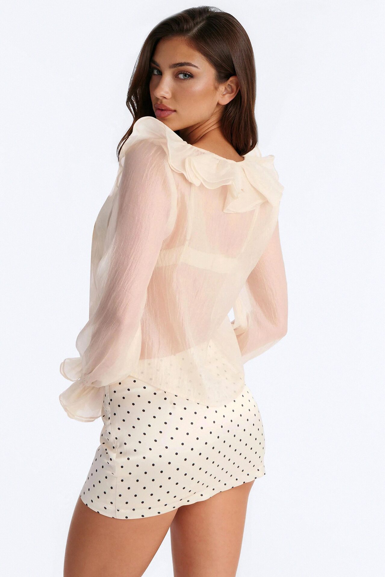 Frame The Moment Ruffle Organza Blouse - Cream