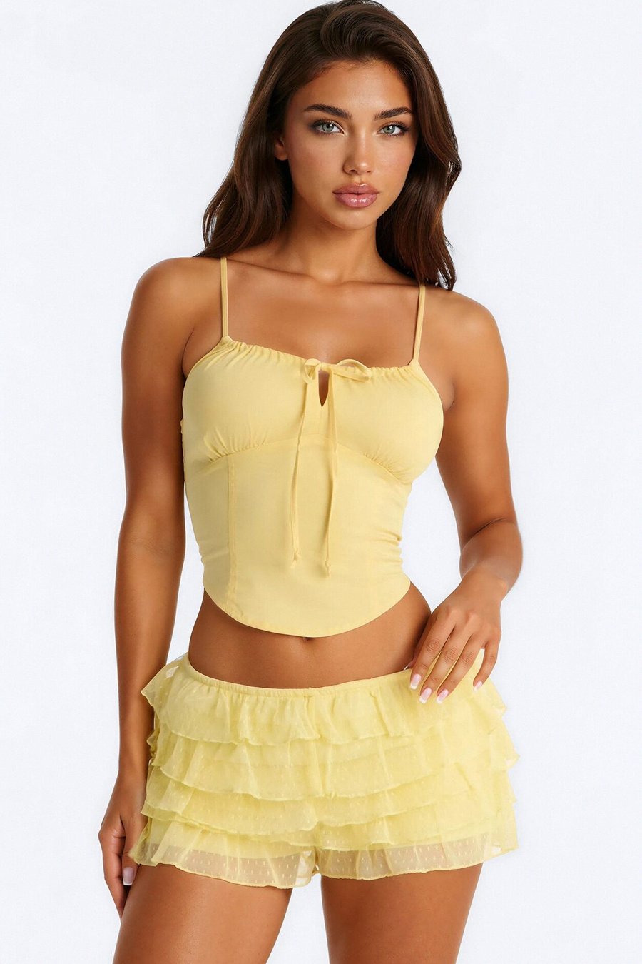Anni Smocked Poplin Cami Top - Yellow