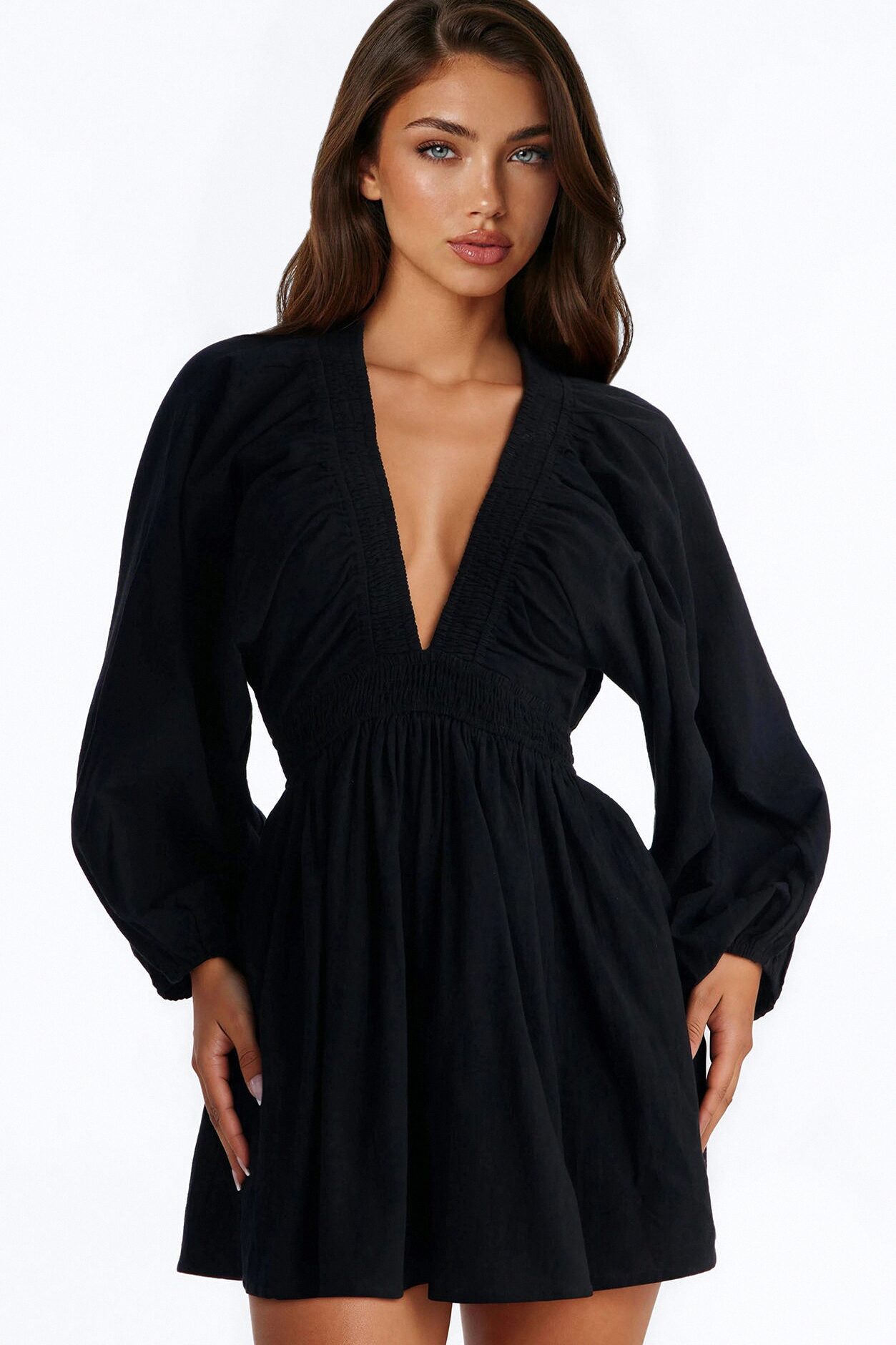 Rory Poplin Mini Dress - Black