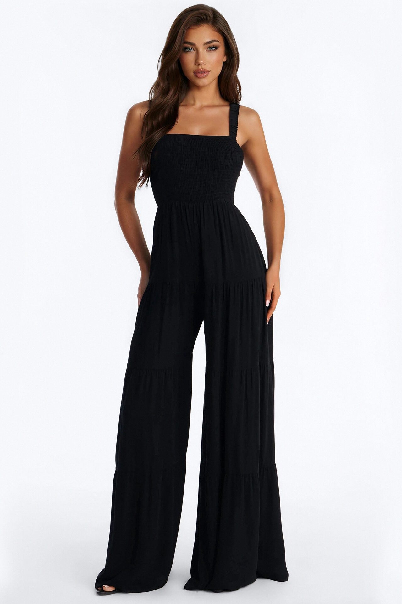 Risa Tiered Wide Leg Jumpsuit - Black