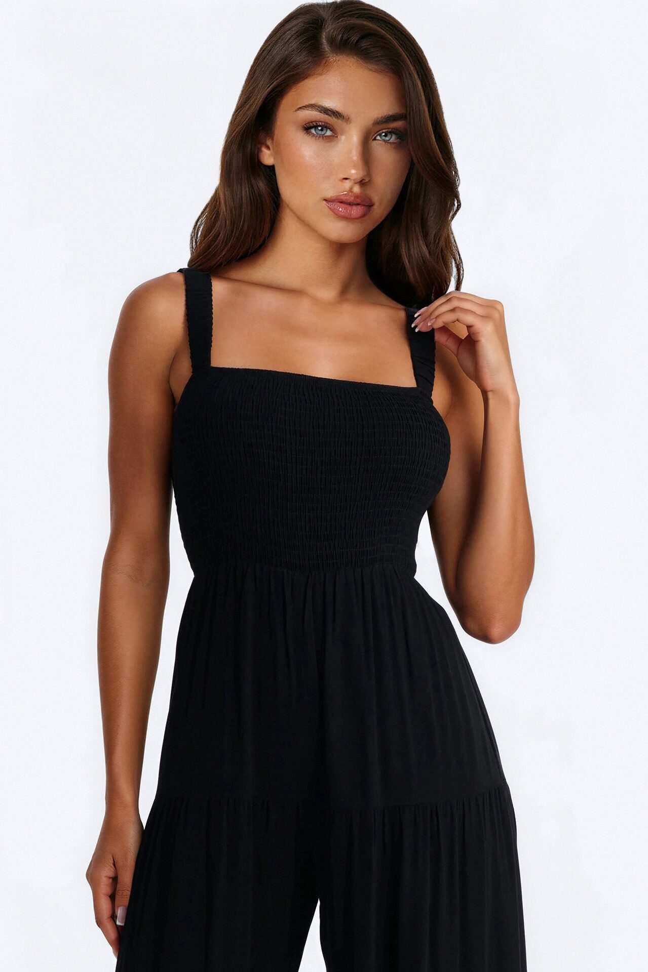 Risa Tiered Wide Leg Jumpsuit - Black
