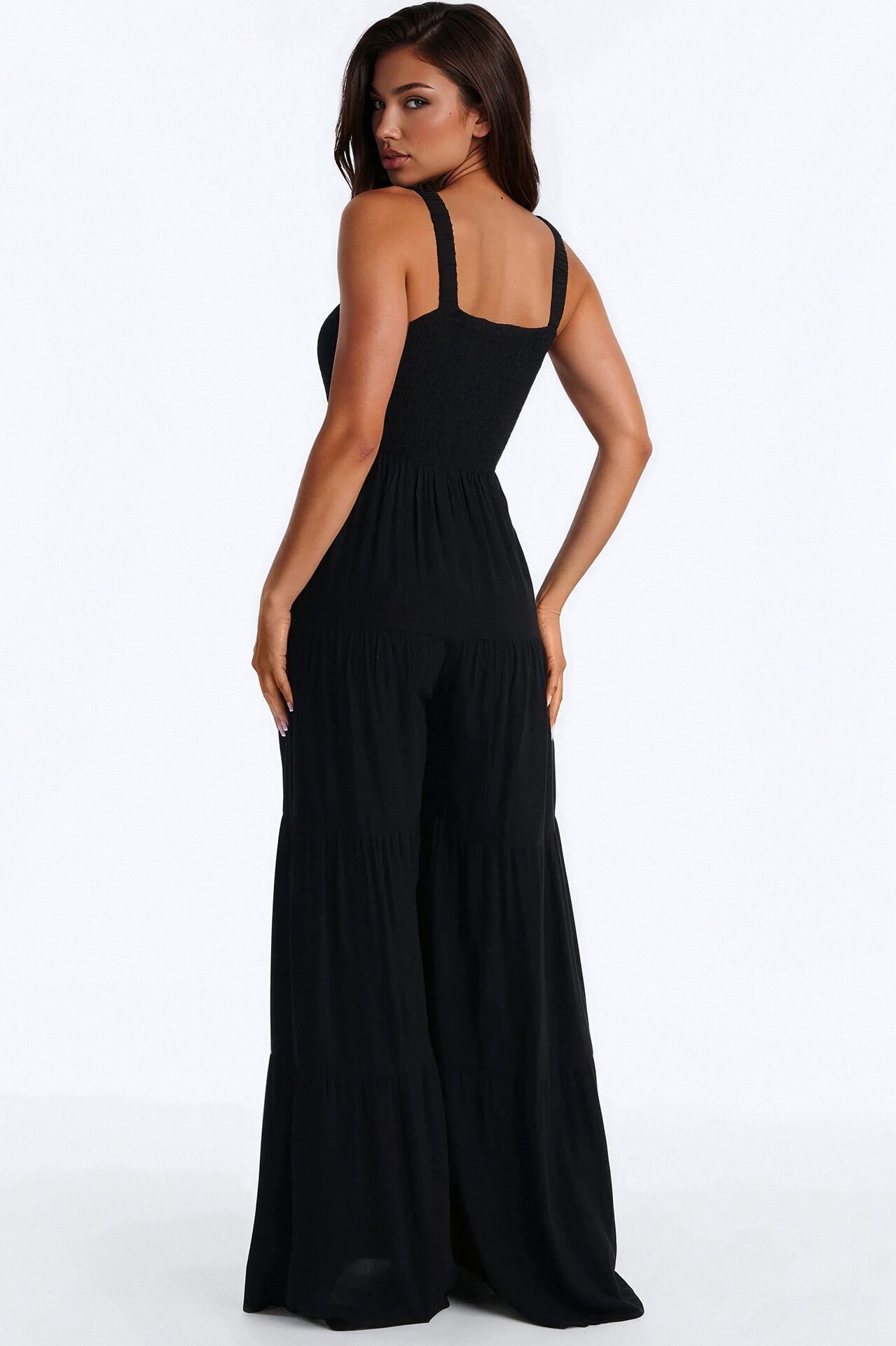 Risa Tiered Wide Leg Jumpsuit - Black