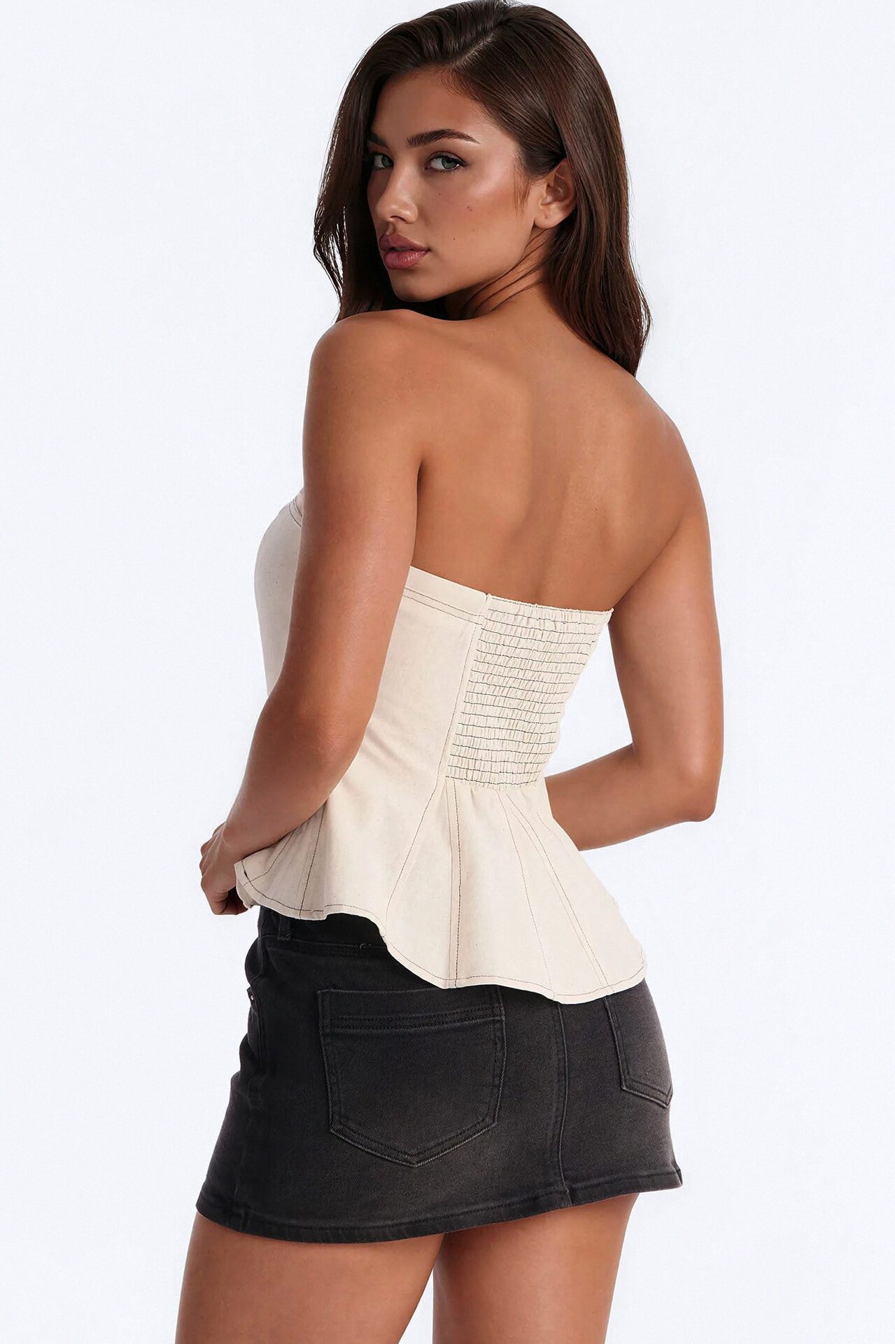 Treat Me Better Peplum Linen Top - Oatmeal