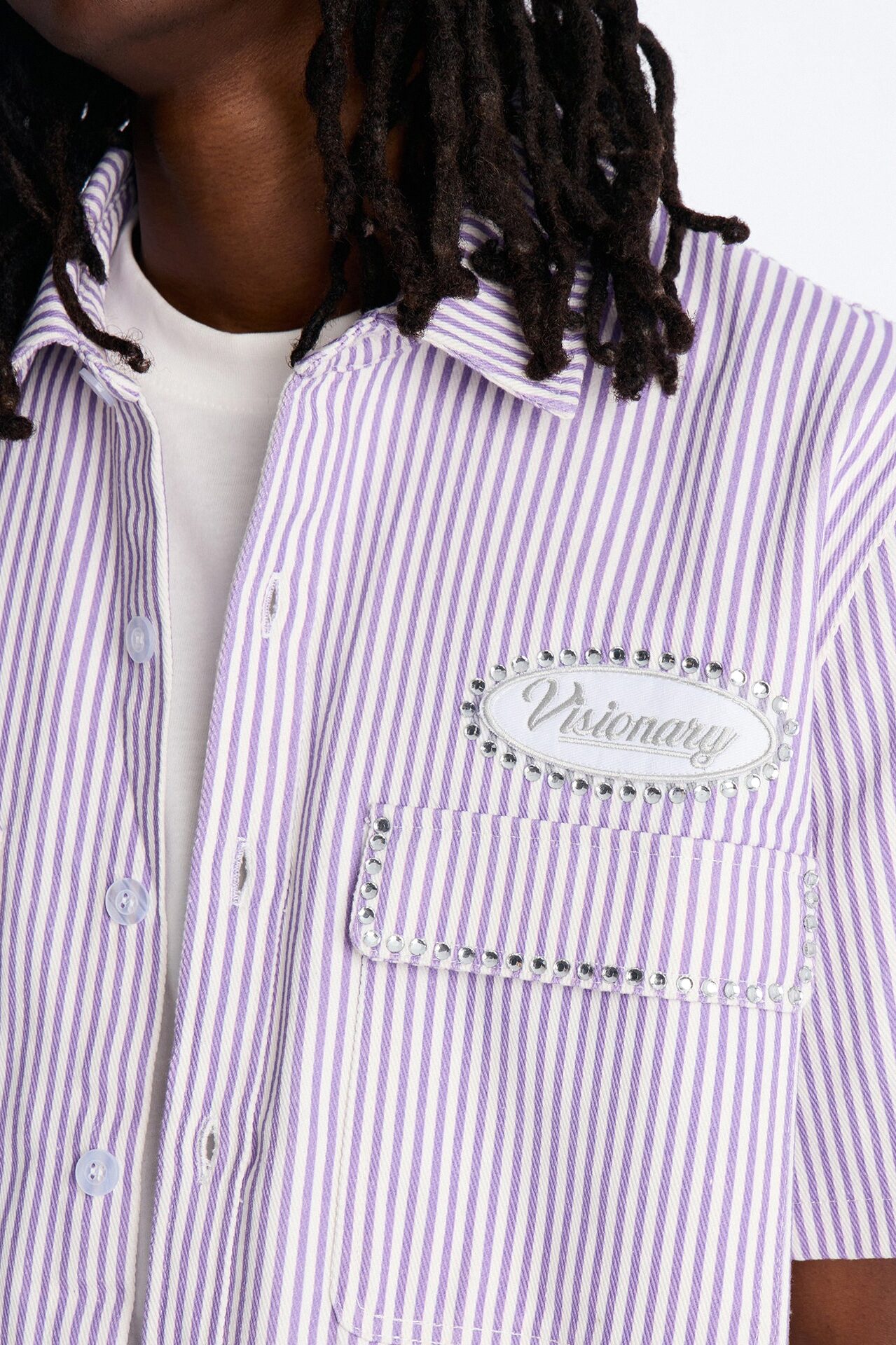 Diamante Trim Mechanic Shirt - Purple