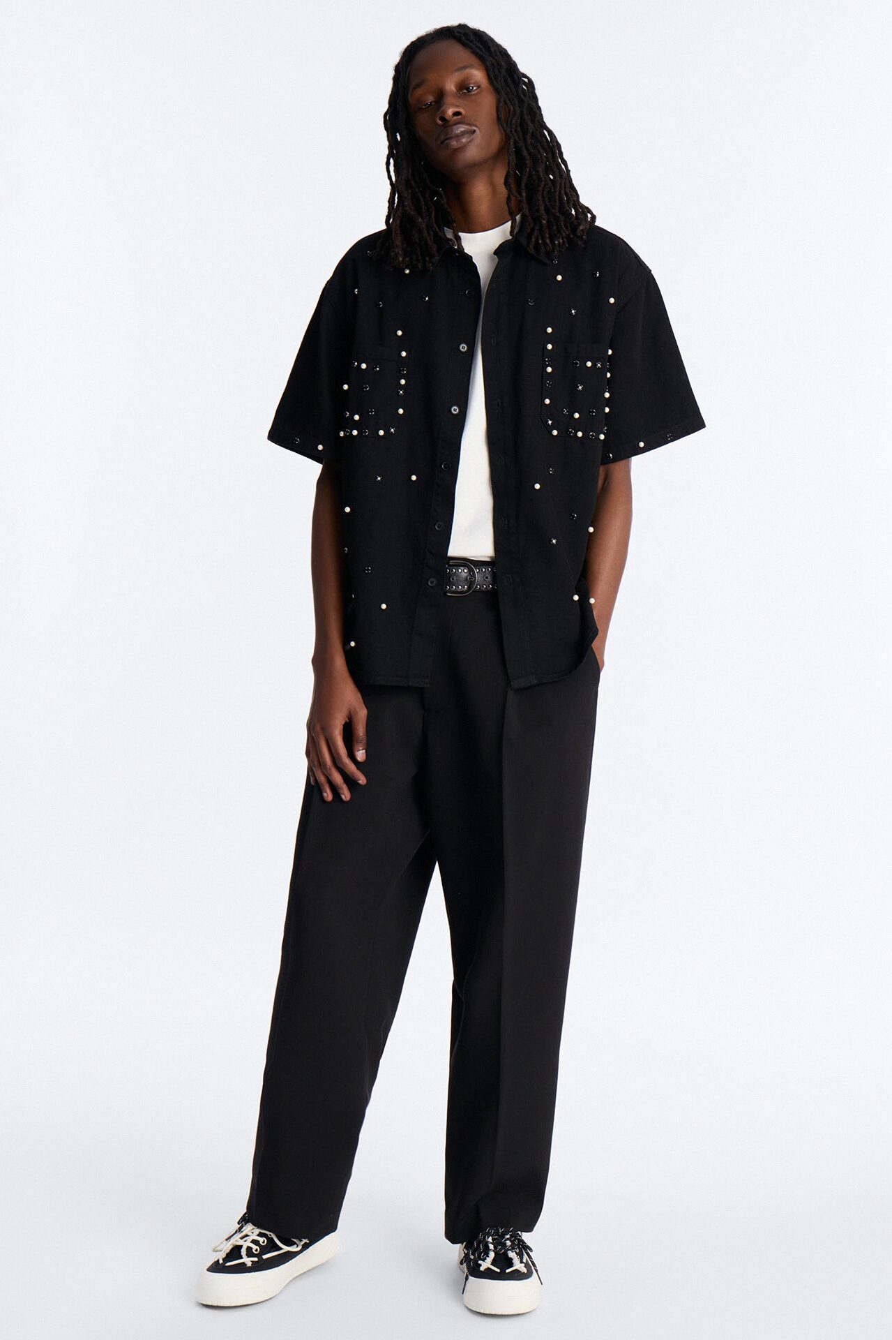 Apex Stud Button Up Shirt - Black