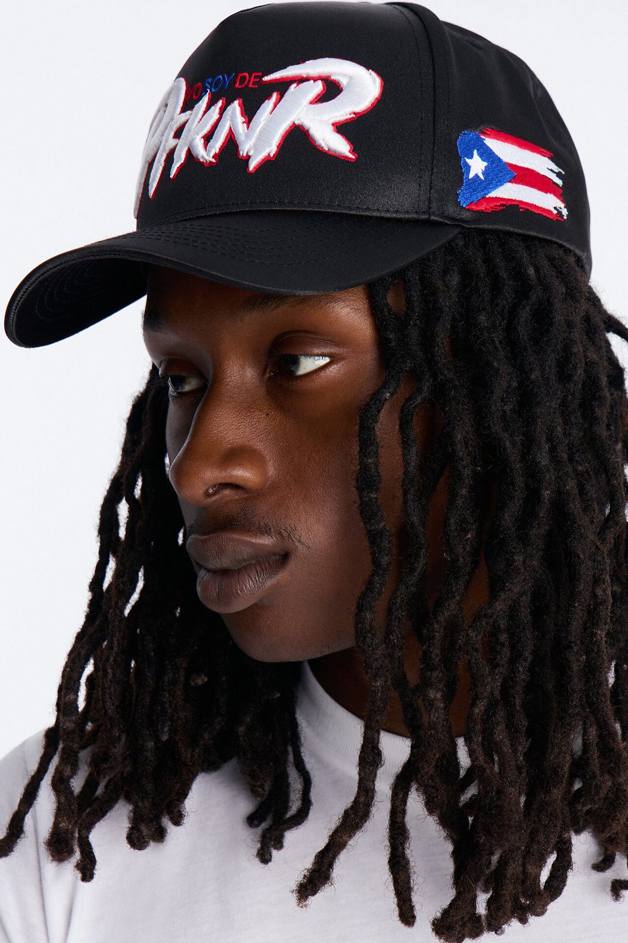 Puerto Rico Structured Satin Snapback Hat - Black