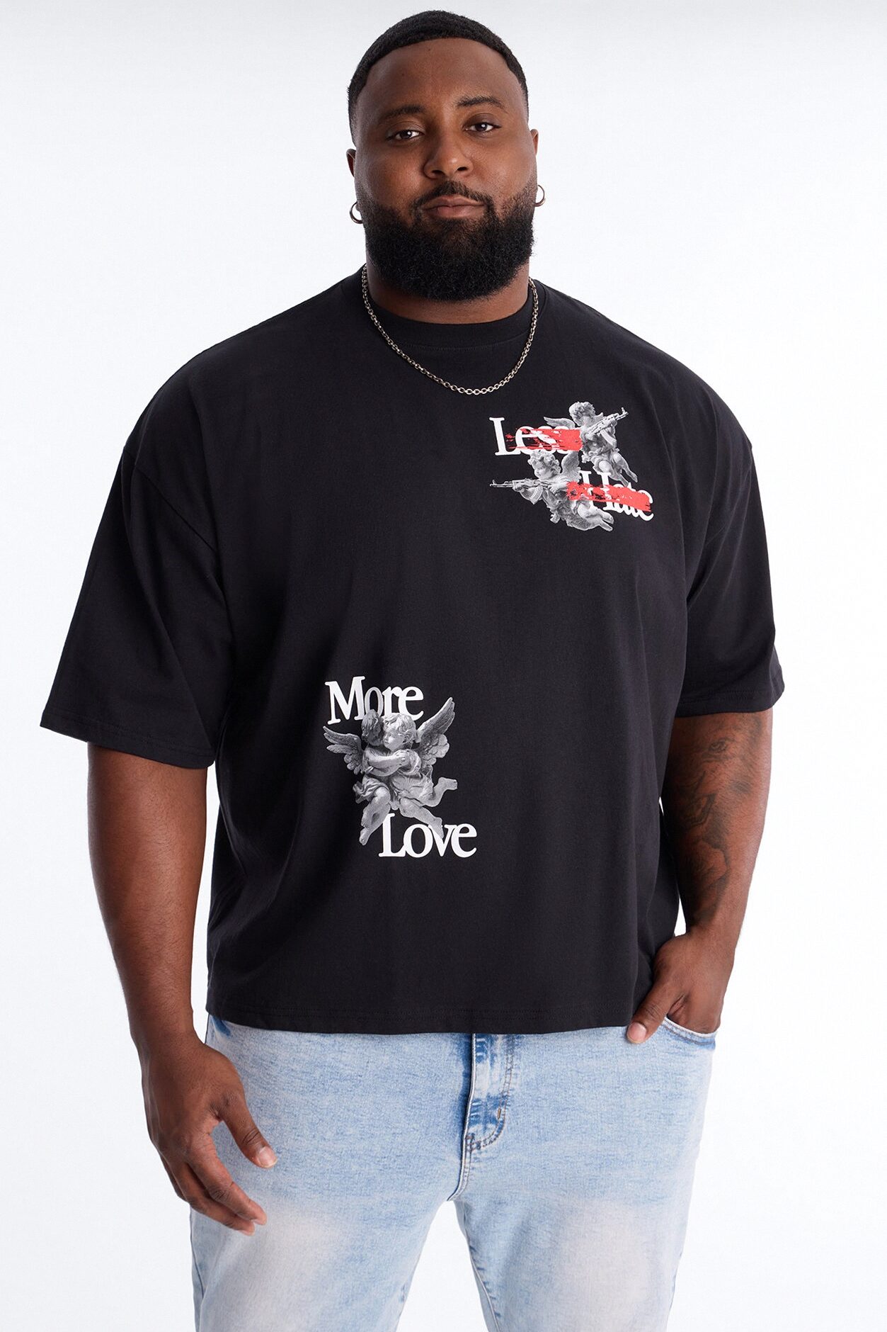 Less Hate More Love Boxy Short Sleeve Tee - Black