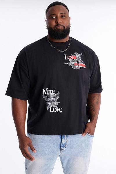 Less Hate More Love Boxy Short Sleeve Tee - Black