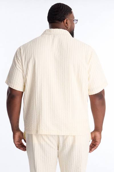 Relaxed Aegean Pleat Cuban Collar Button Up - Cream