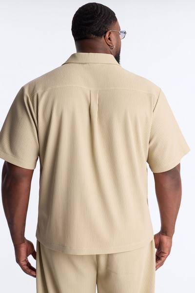Show Up Short Sleeve Cuban Shirt - Stone