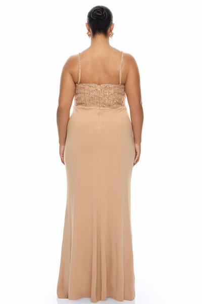 Party All Night Embellished Maxi Dress - Nude
