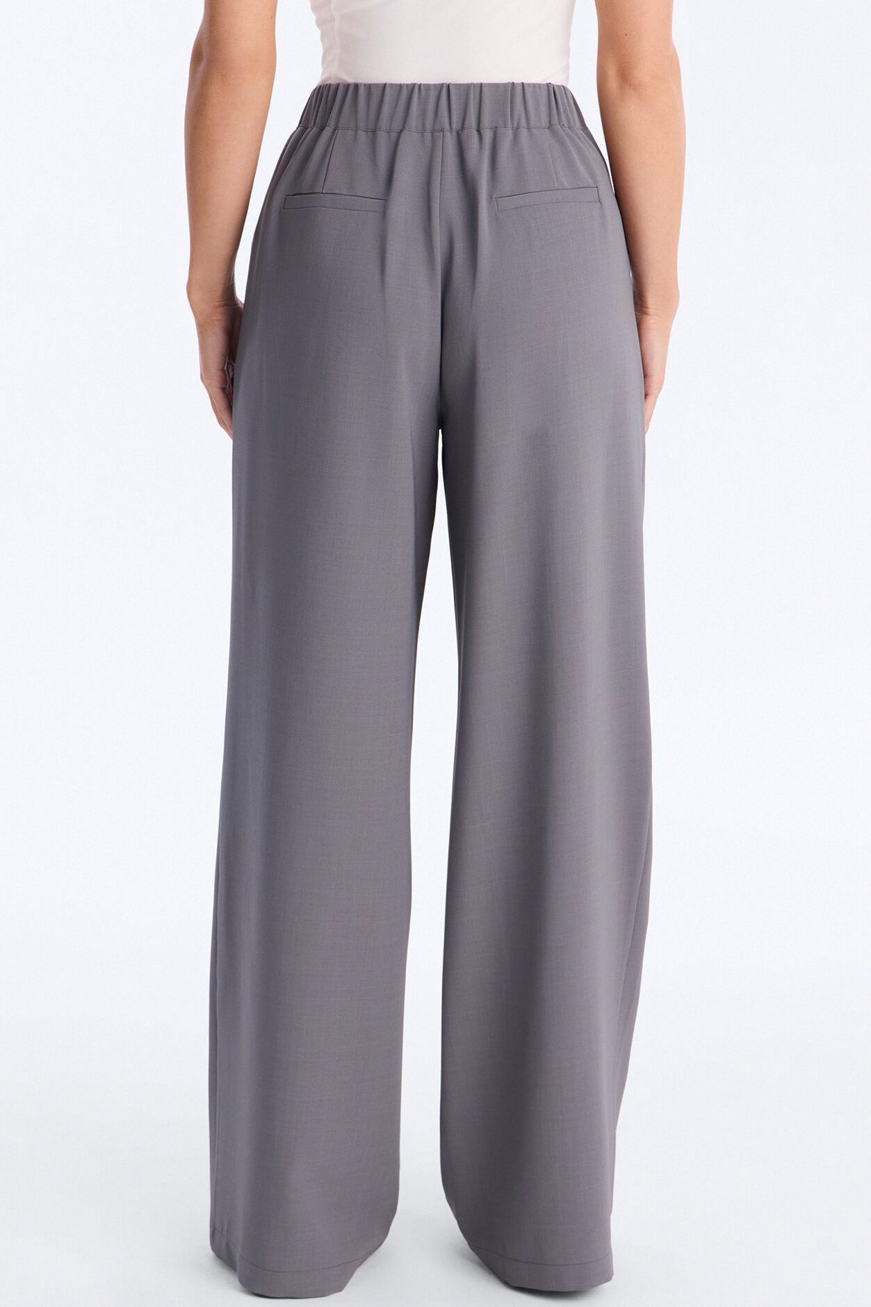 Zamara High Rise Clean Waistband Trouser Pant 33″ - Charcoal