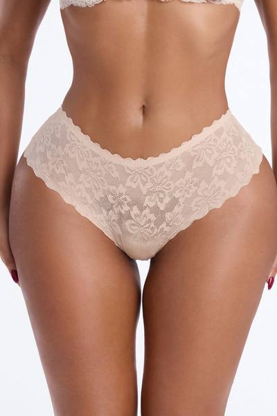 Microfiber Laser Cut Hipster Panty - Nude