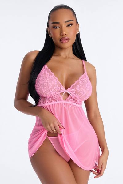 Dena Chemise And Thong Set - Pink