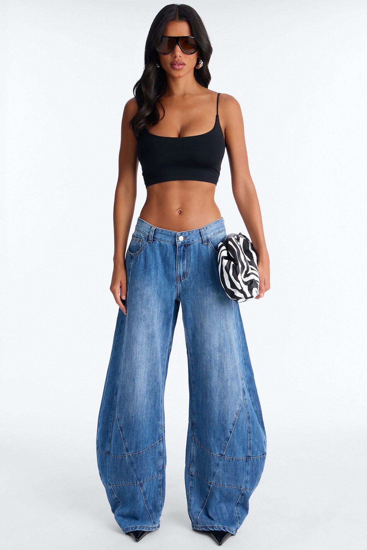 Next Street Seamed Barrel Jeans - Dark Wash