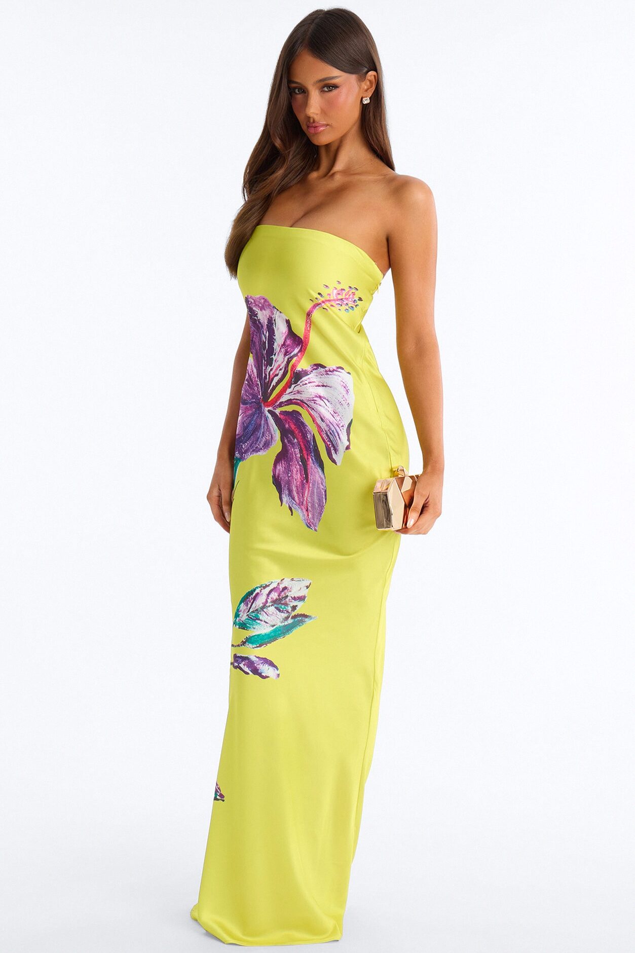 Hailee Satin Maxi Dress - Yellow/combo
