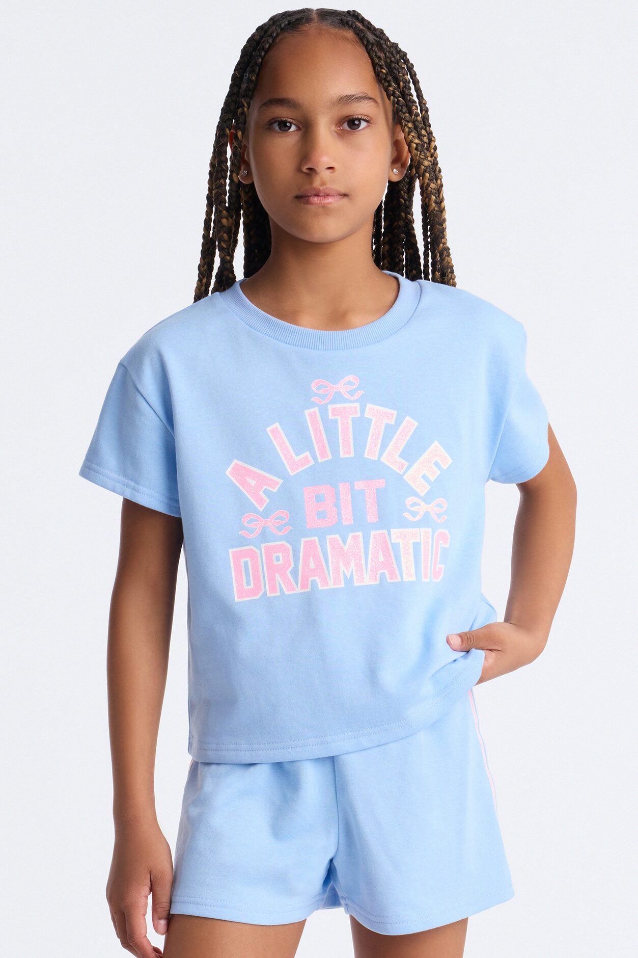 Mini Just A Little Bit Dramatic Short Set - Light Blue