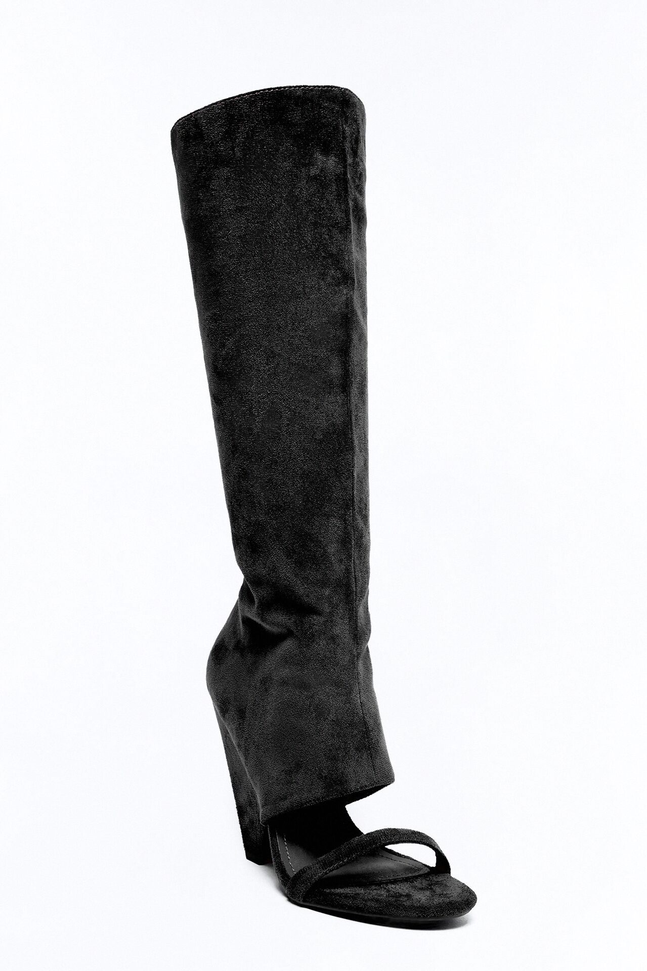 Mavey Suede Overlay Heels - Black