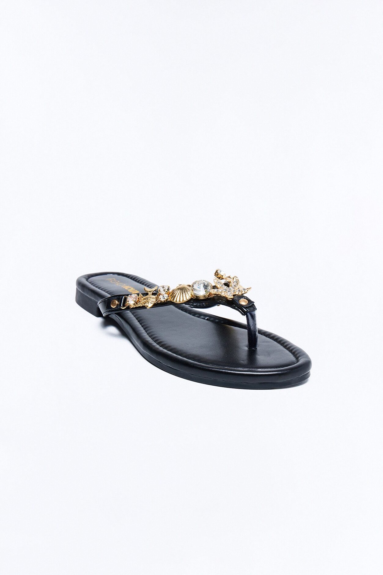 Conch Shell Hardware Flip Flops - Black