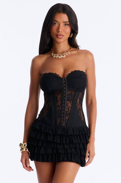 Juliette Strapless Lace Mini Dress - Black