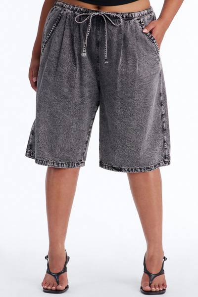 Baeside Tie Waist Denim Jorts - Black Wash
