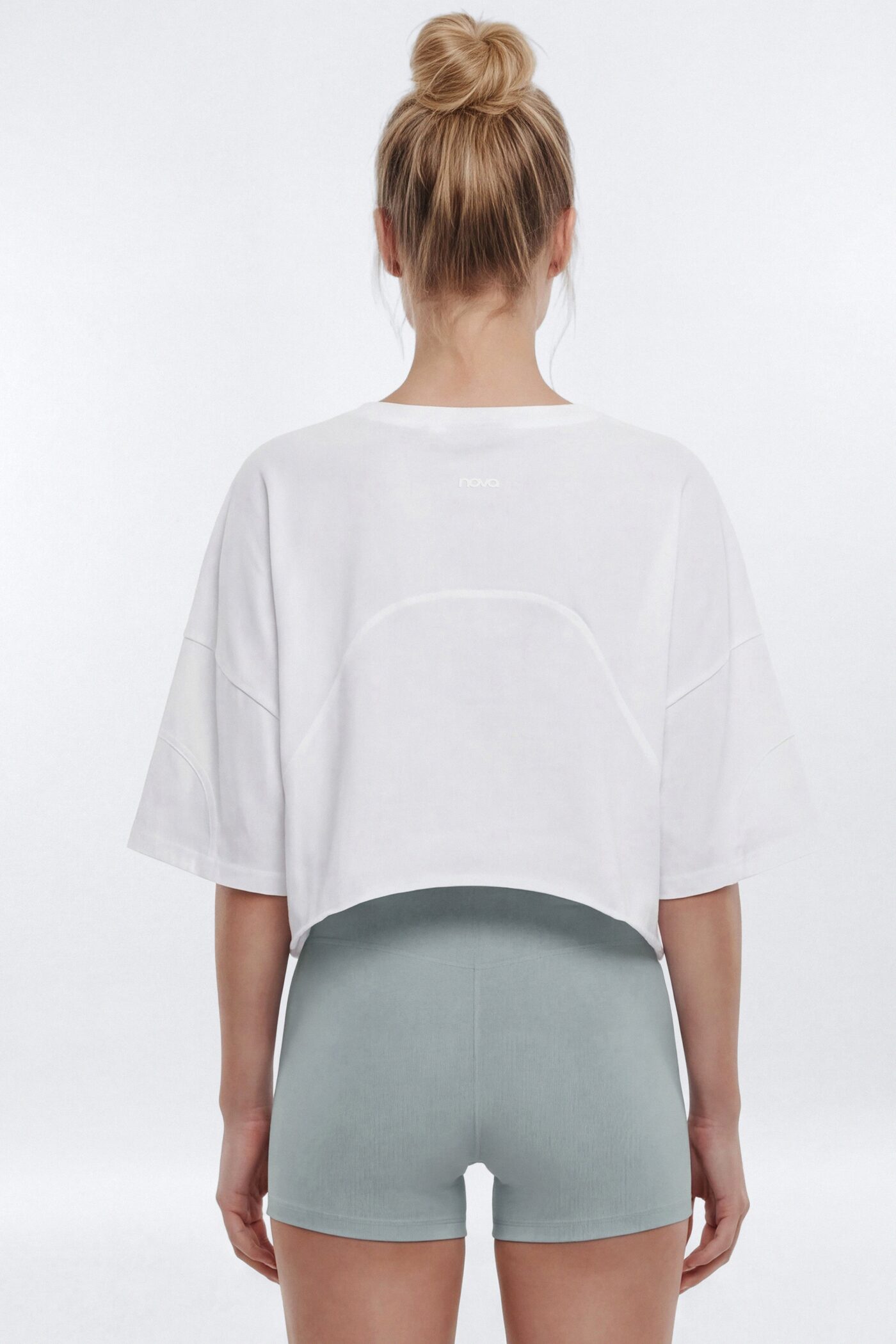 Cotton Jersey Oversized Stitched Short Sleeve Top - Bright White