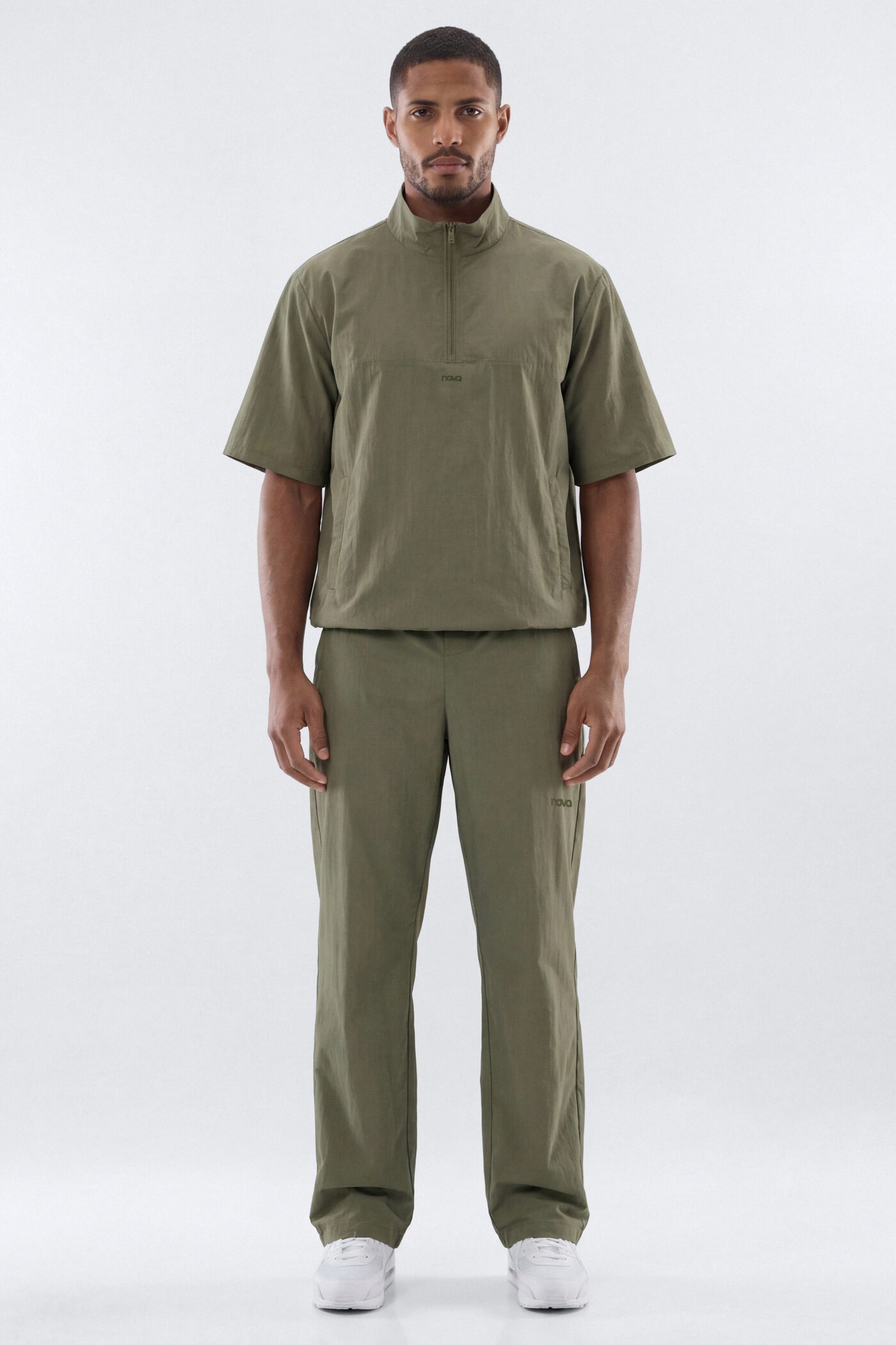 CoreNylon Short Sleeve Quarter Zip Jacket Top - Moss