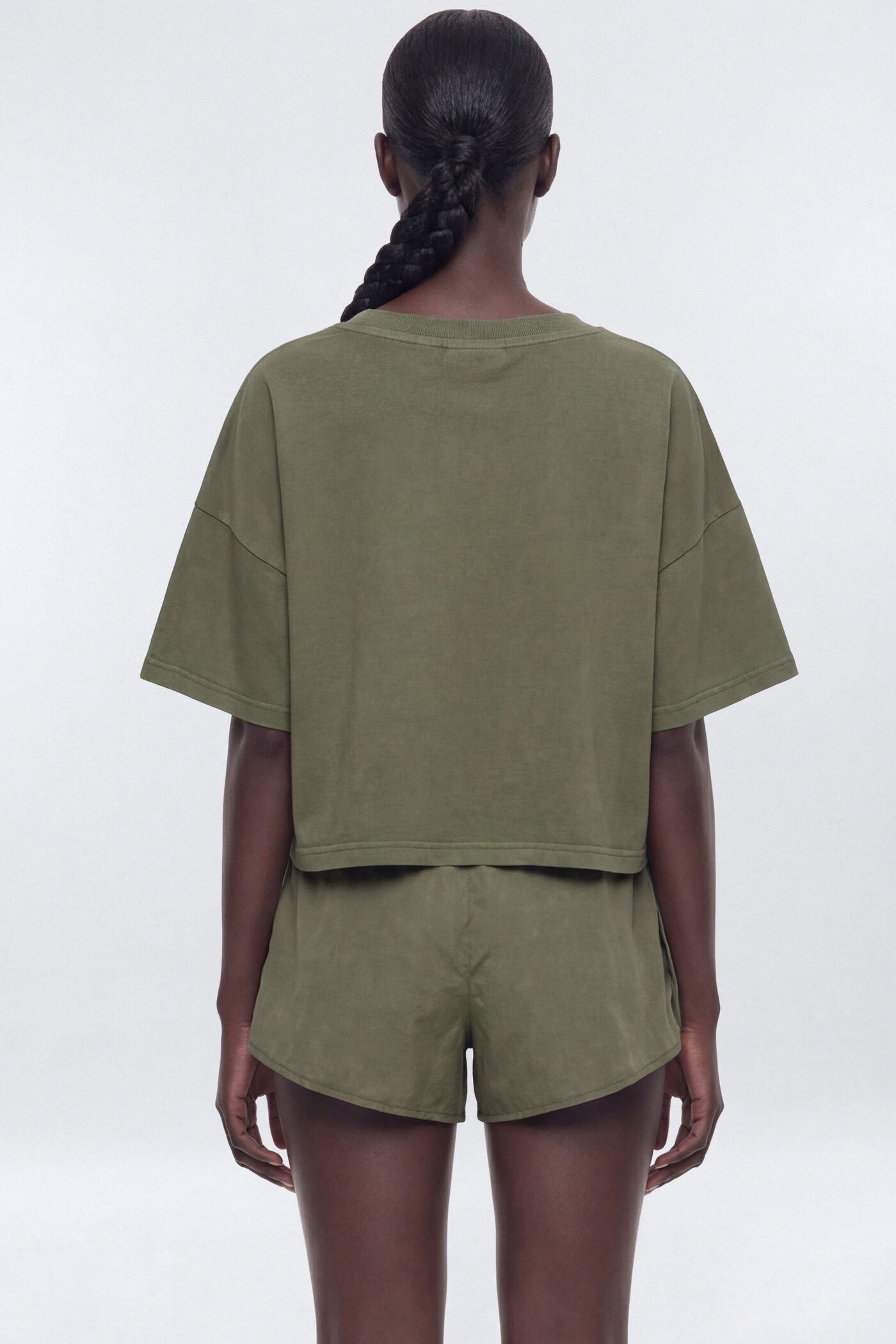 Cotton Jersey Boxy Short Sleeve Top - Moss