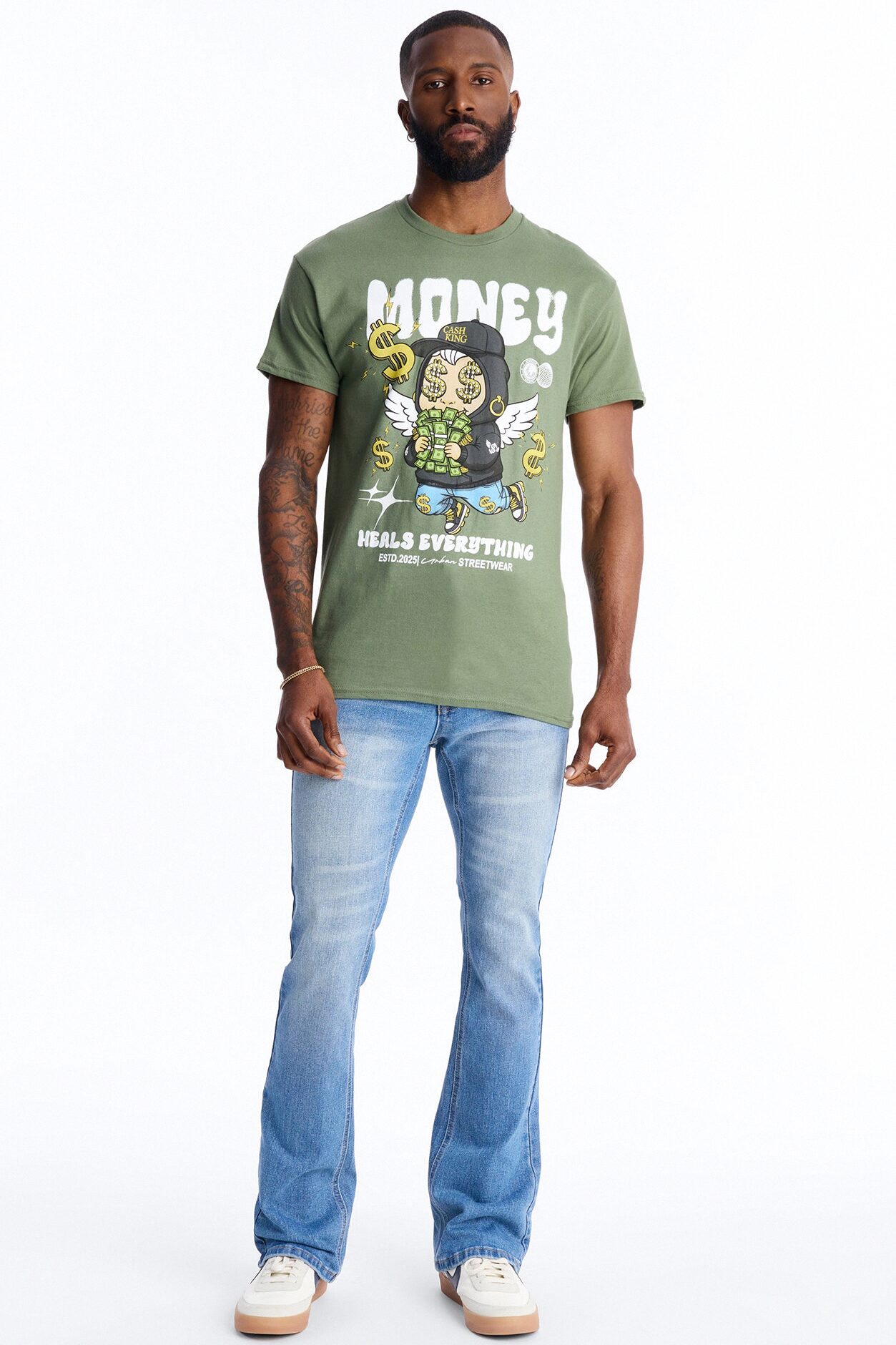 Money Heals Everything Short Sleeve Tee - Olive